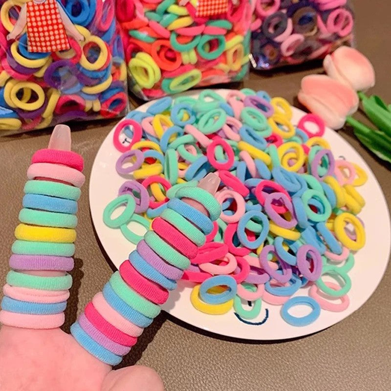 Kit de Elásticos de Cabelo de Nylon para Rabo de Cavalo (200 Peças)