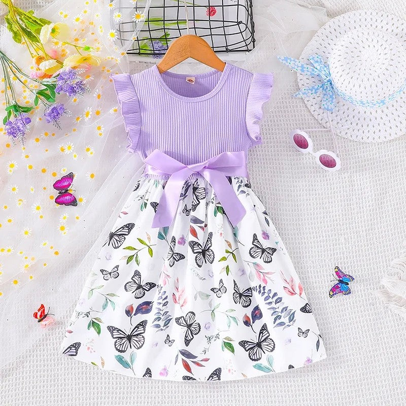 Vestido de Princesa para Menina com Estampa de Borboletas