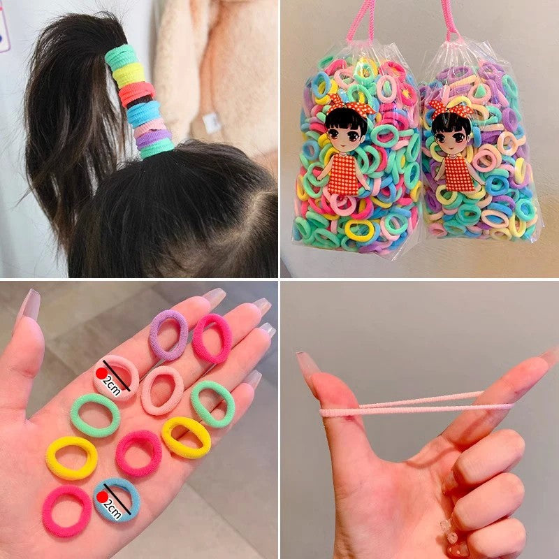 Kit de Elásticos de Cabelo de Nylon para Rabo de Cavalo (200 Peças)