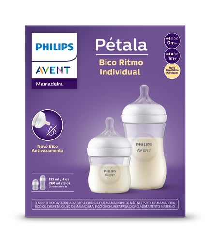 Kit Duplo Mamadeiras Pétala AVENT (125ml e 260ml)