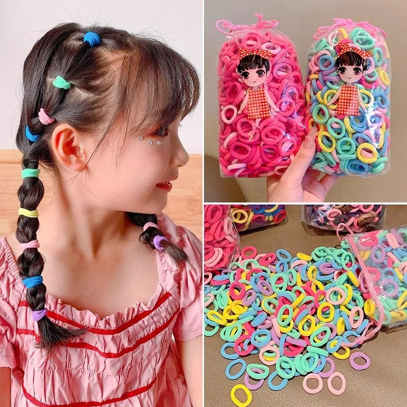 Kit de Elásticos de Cabelo de Nylon para Rabo de Cavalo (200 Peças)