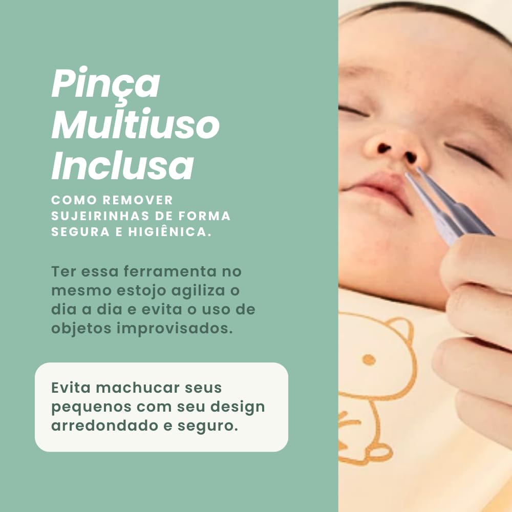 Kit Cortador de Unhas para Bebê com Tesoura Pinça Lixa Estojo de Urso e Design Seguro Portátil (Rosa)