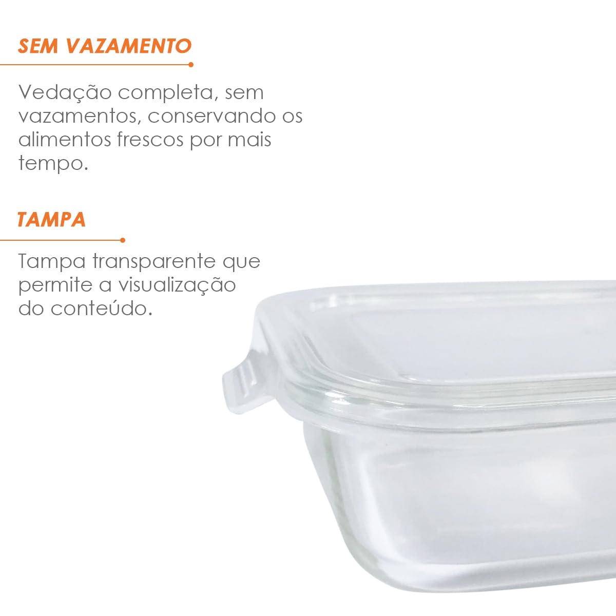 Pote de Vidro Refratário Retangular Mor 640ml com Tampa
