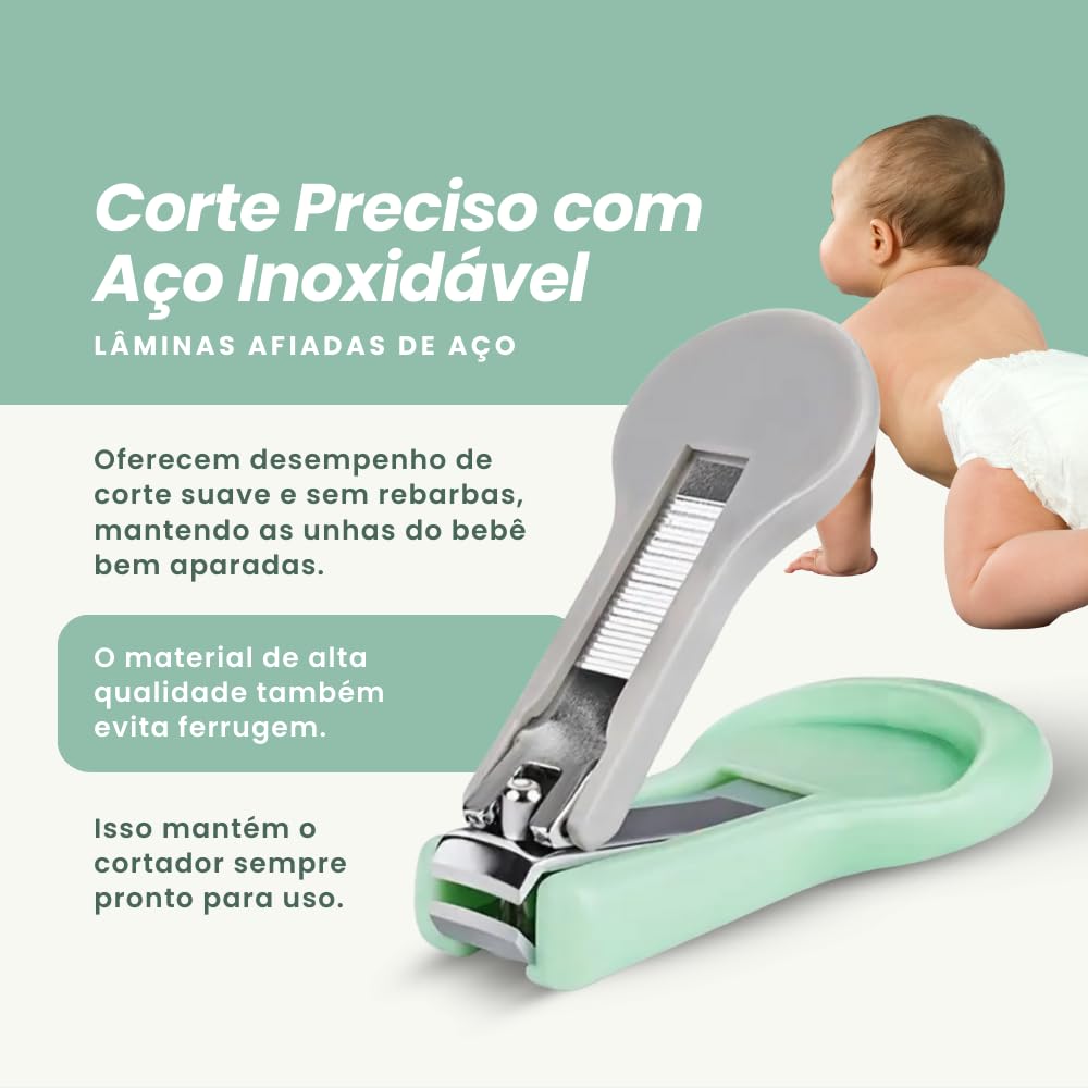 Kit Cortador de Unhas para Bebê com Tesoura Pinça Lixa Estojo de Urso e Design Seguro Portátil (Rosa)