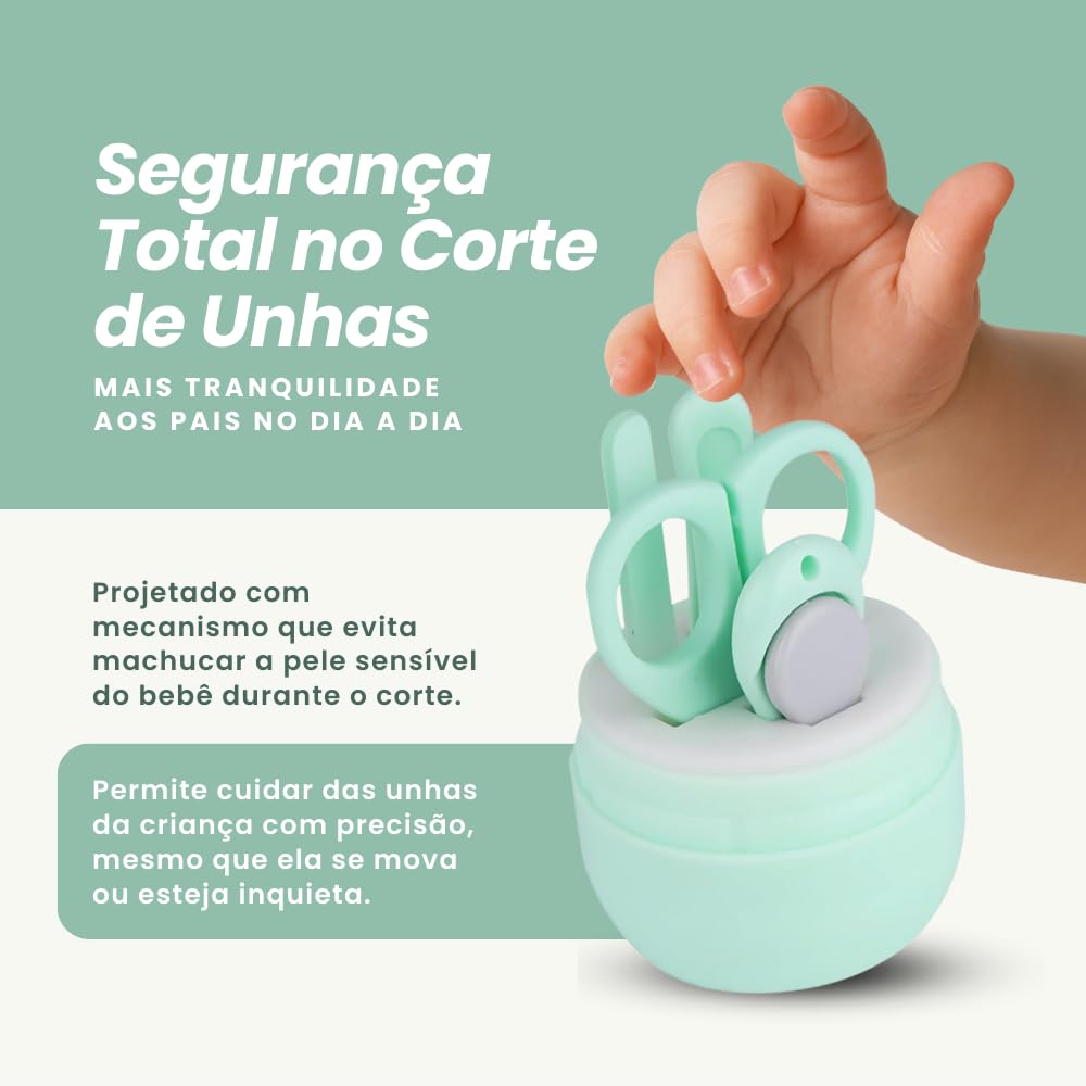 Kit Cortador de Unhas para Bebê com Tesoura Pinça Lixa Estojo de Urso e Design Seguro Portátil (Rosa)