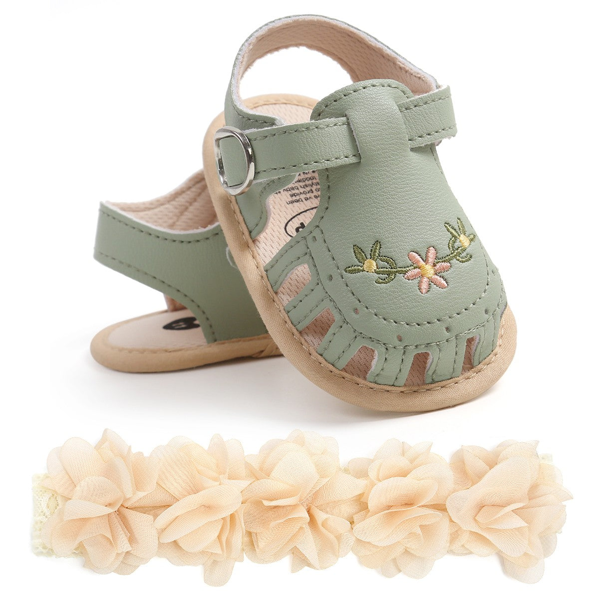 Kit de Sandália e Faixa de Cabelo para Bebê (2 Peças)
