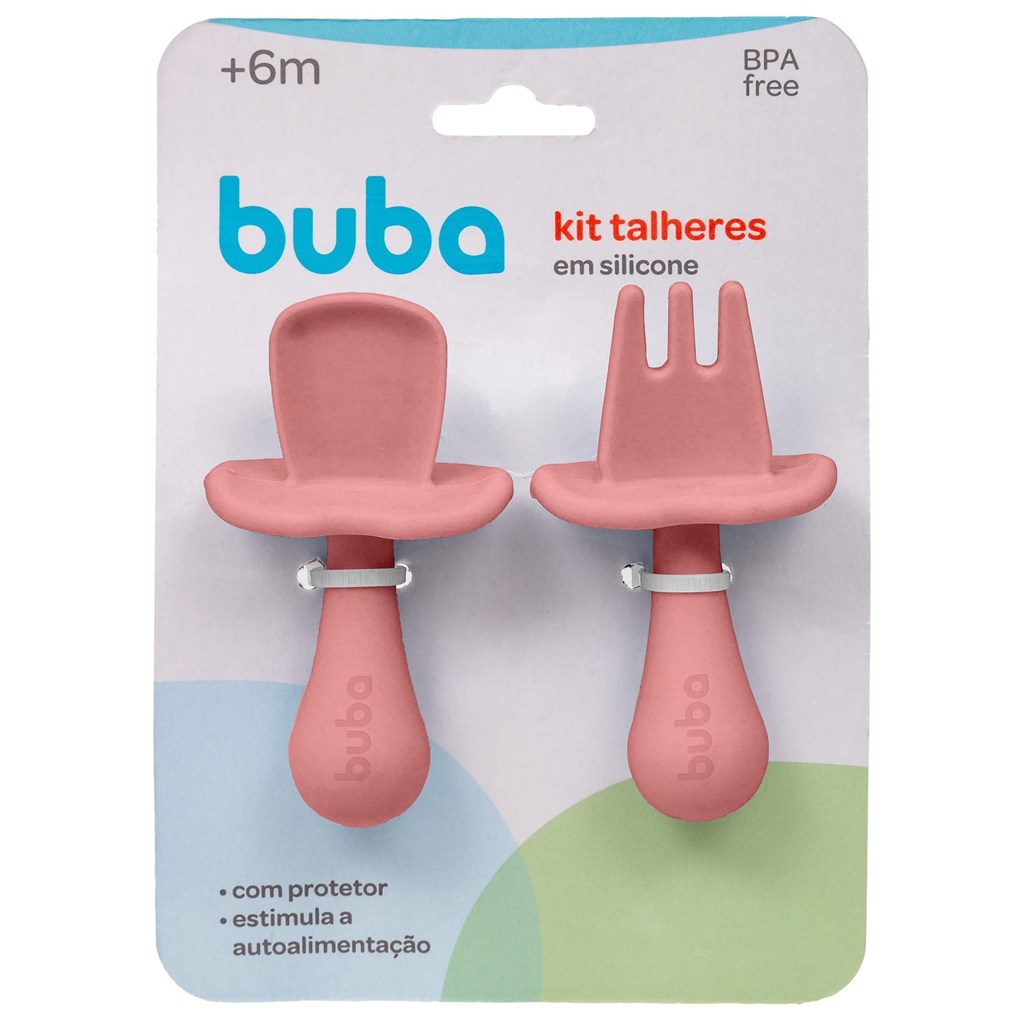 Kit Talheres de Silicone Buba (Rosa)