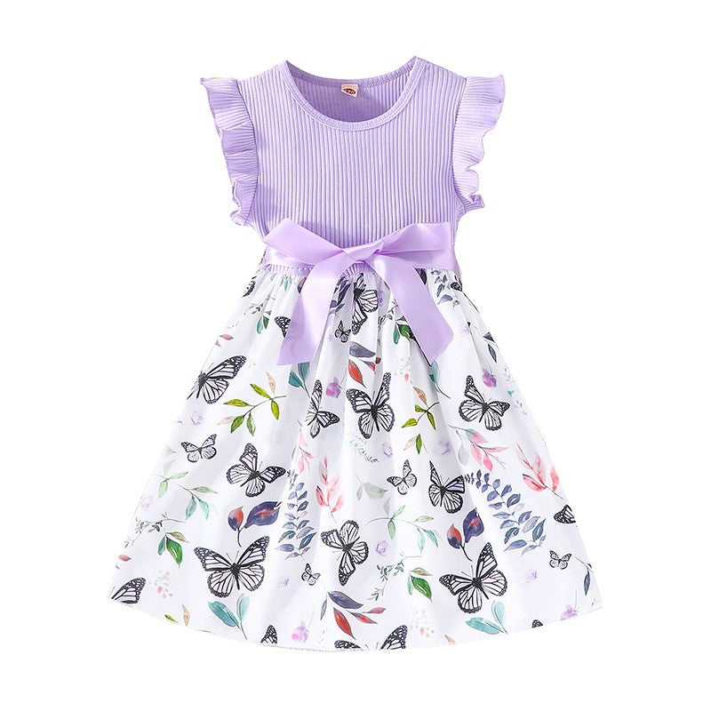 Vestido de Princesa para Menina com Estampa de Borboletas