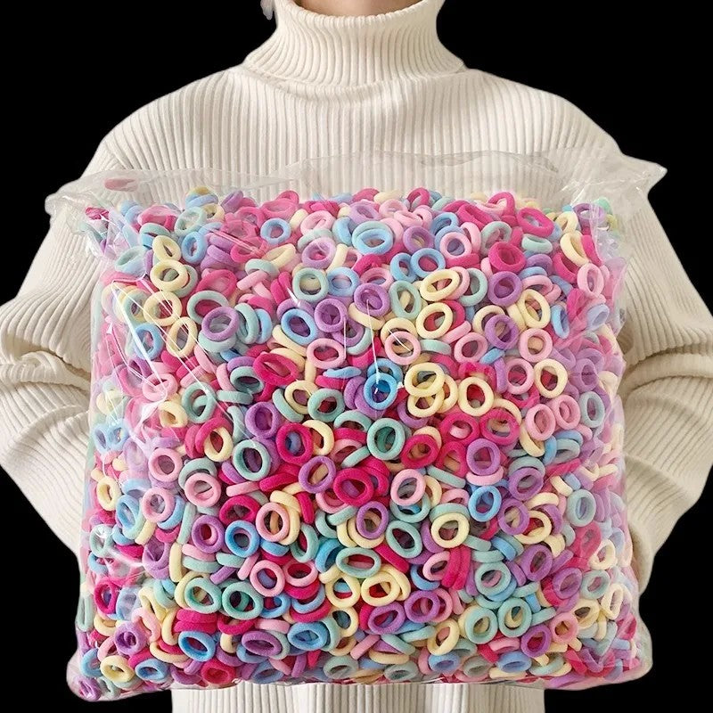 Kit de Elásticos de Cabelo de Nylon para Rabo de Cavalo (200 Peças)