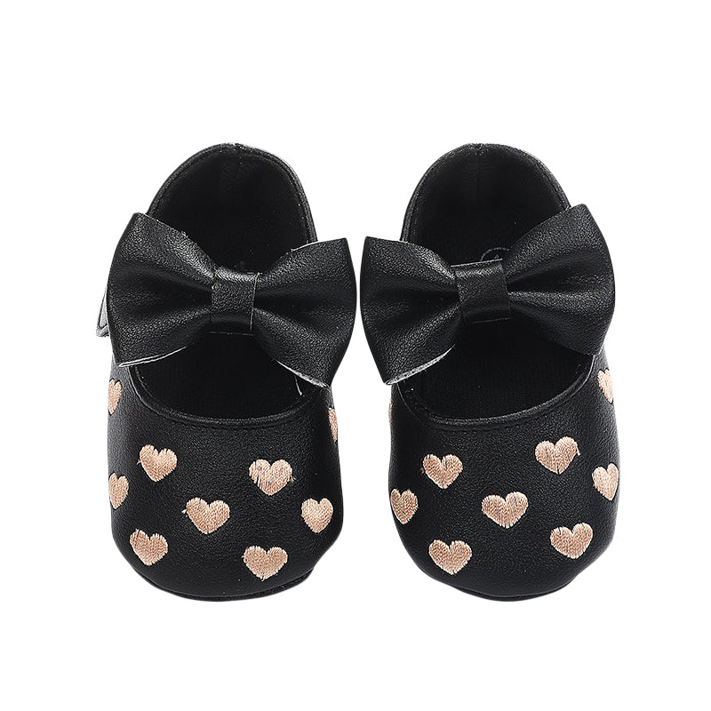 Mocassim de Bebê Antiderrapante com Decoração de Coração e Laço