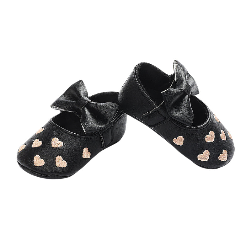 Mocassim de Bebê Antiderrapante com Decoração de Coração e Laço