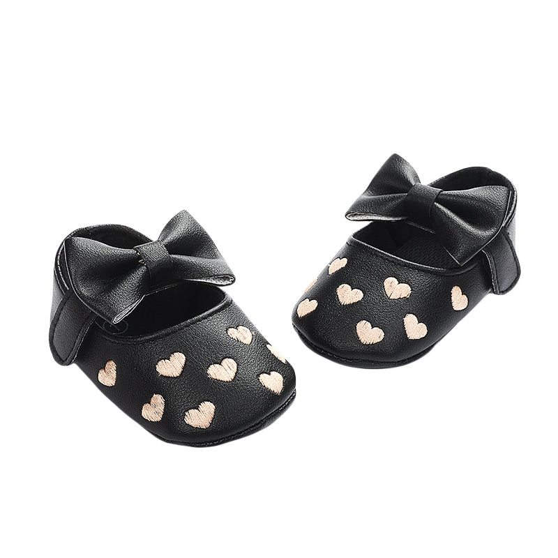 Mocassim de Bebê Antiderrapante com Decoração de Coração e Laço
