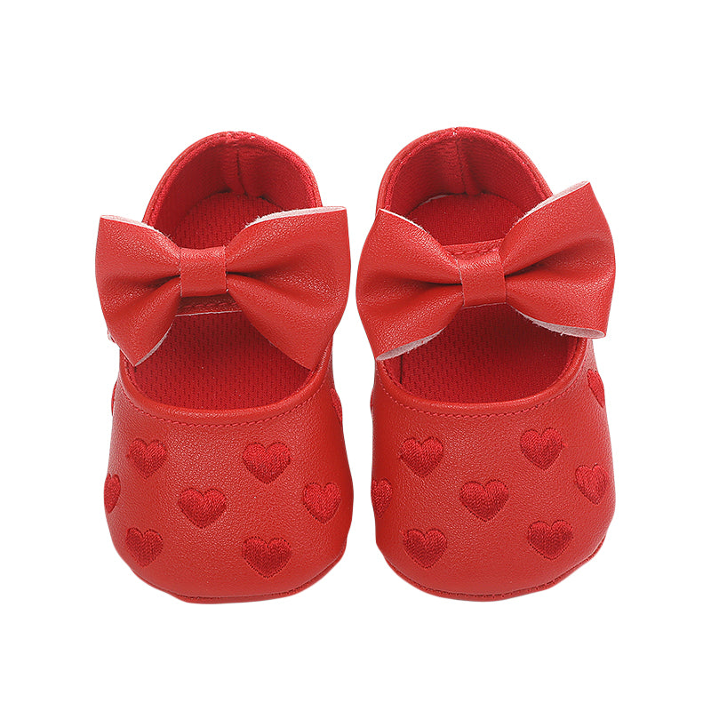 Mocassim de Bebê Antiderrapante com Decoração de Coração e Laço