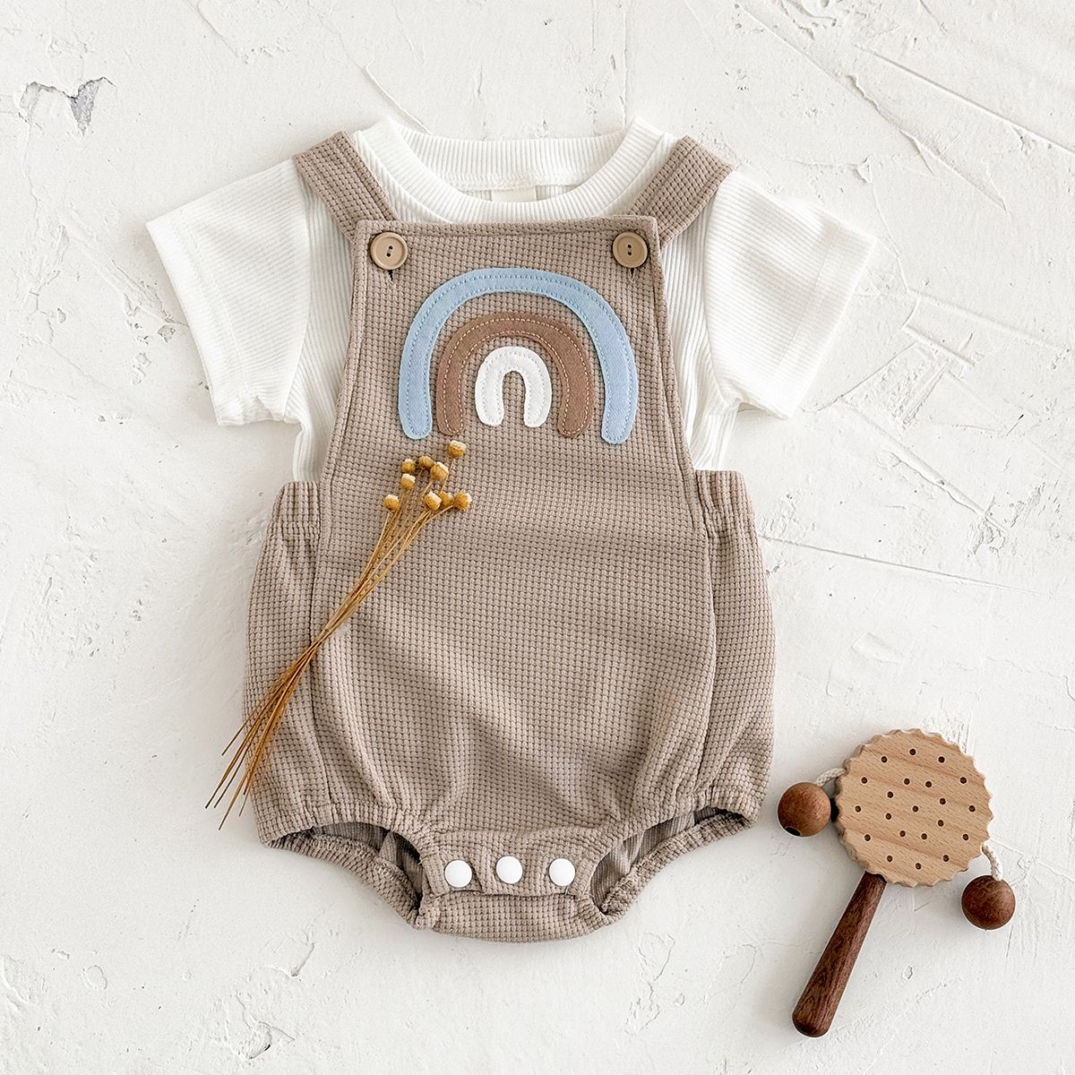Conjunto de Verão para Bebê com Macacão e Camiseta (2 Peças)