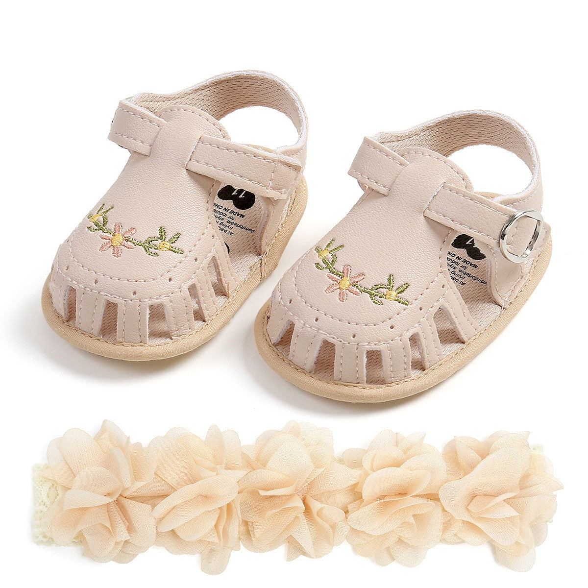 Kit de Sandália e Faixa de Cabelo para Bebê (2 Peças)