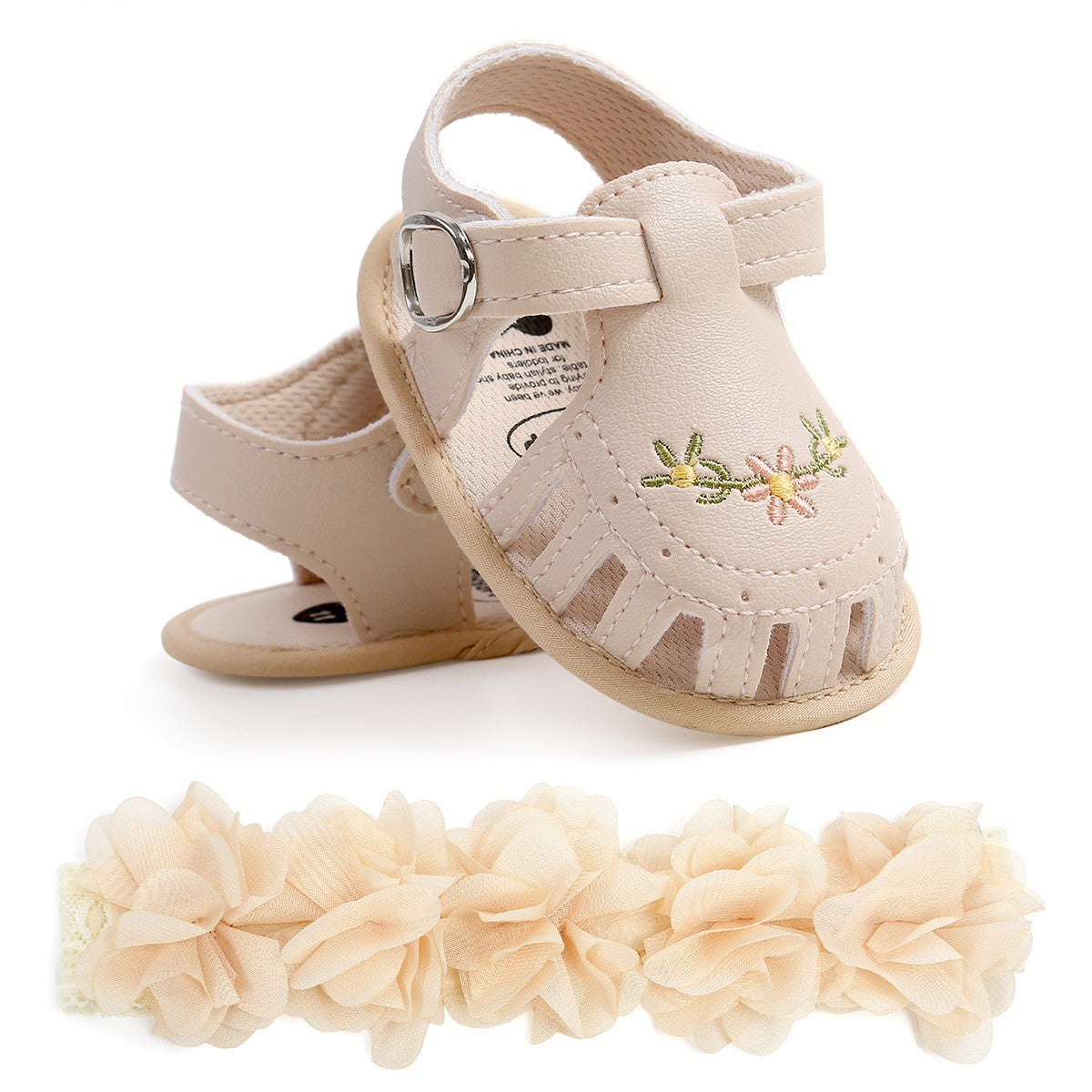 Kit de Sandália e Faixa de Cabelo para Bebê (2 Peças)