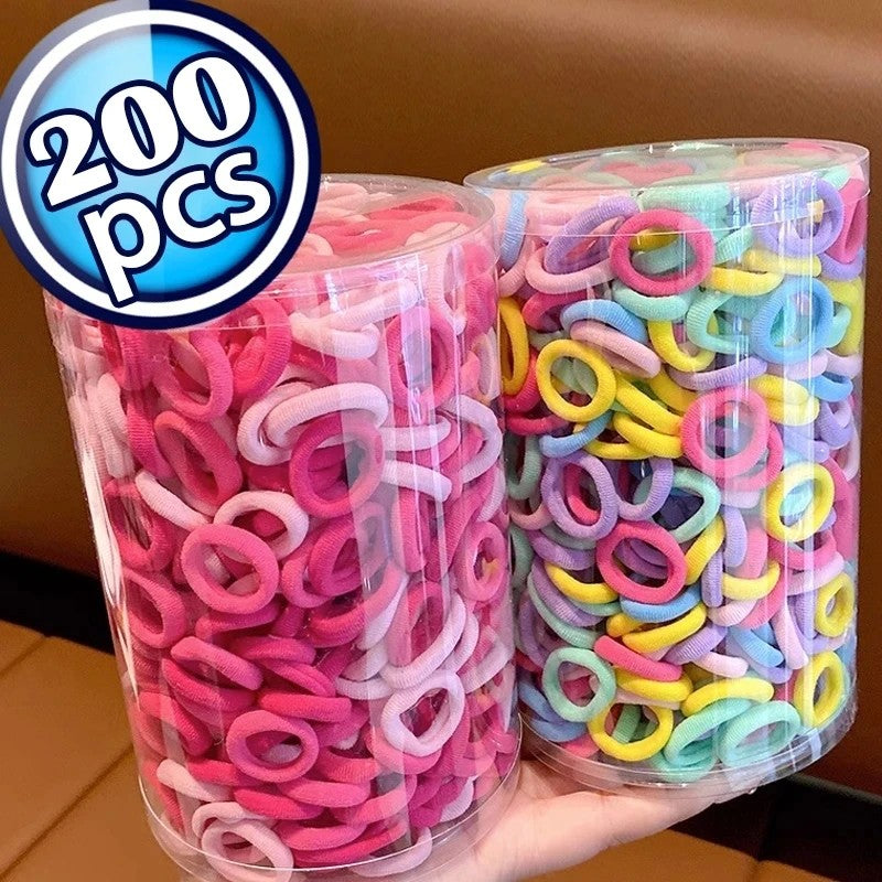 Kit de Elásticos de Cabelo de Nylon para Rabo de Cavalo (200 Peças)