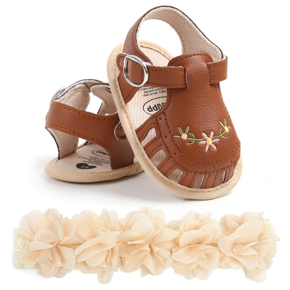 Kit de Sandália e Faixa de Cabelo para Bebê (2 Peças)