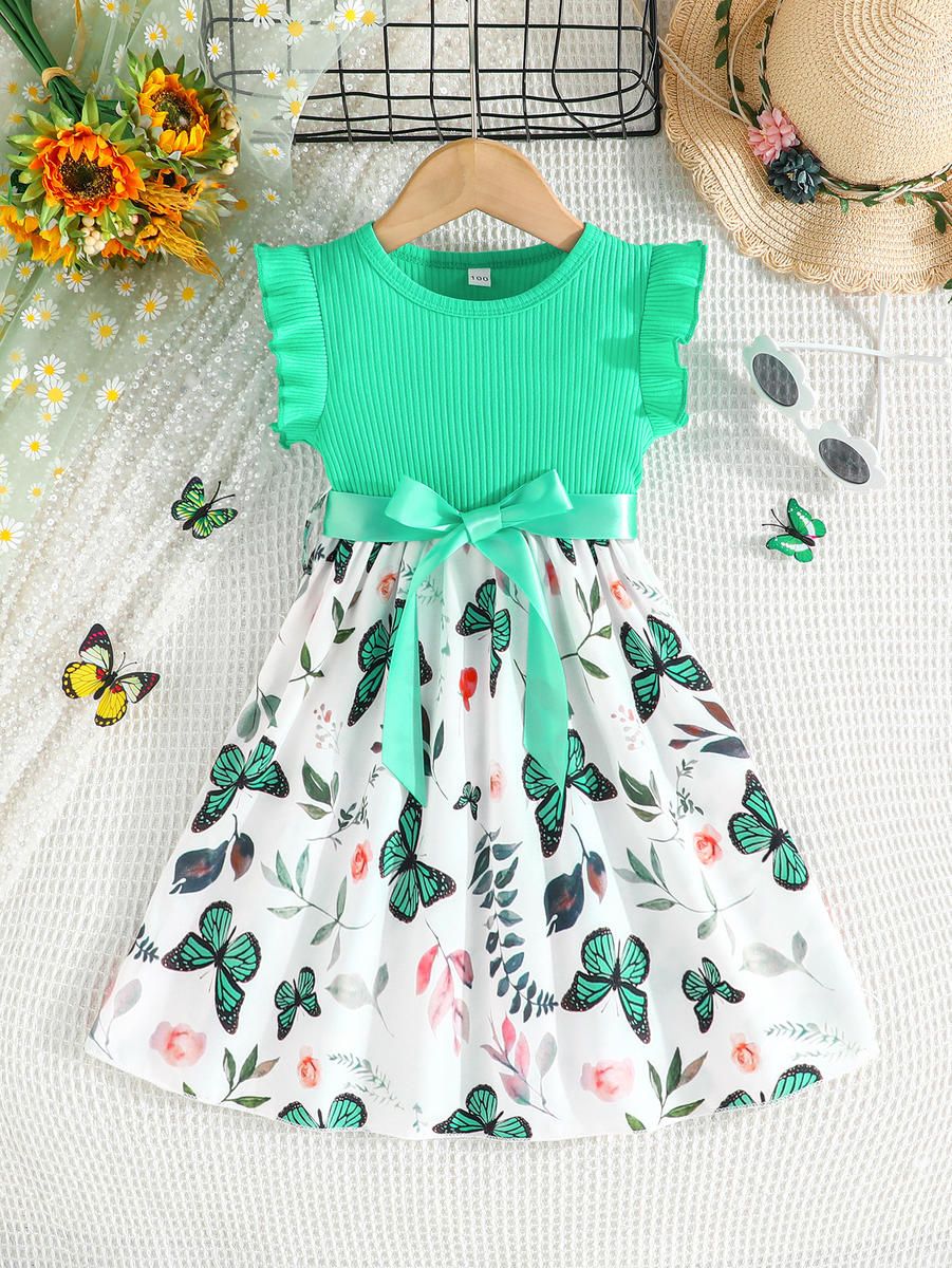 Vestido de Princesa para Menina com Estampa de Borboletas