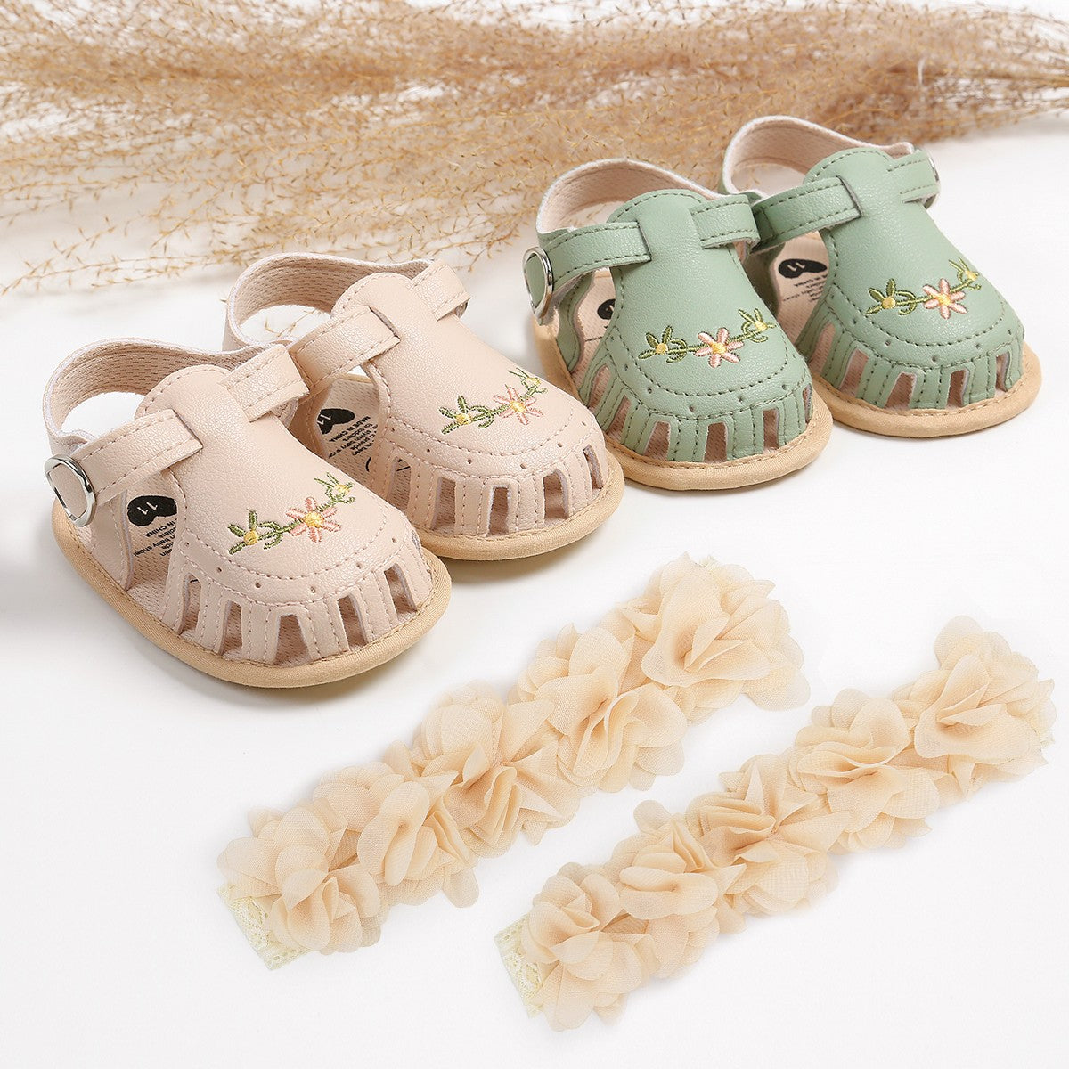 Kit de Sandália e Faixa de Cabelo para Bebê (2 Peças)
