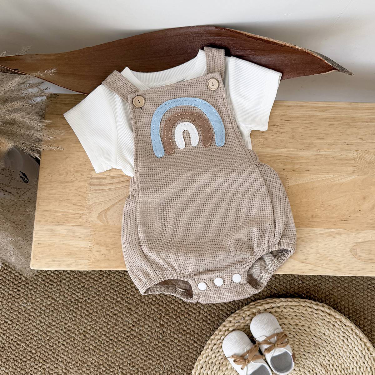 Conjunto de Verão para Bebê com Macacão e Camiseta (2 Peças)
