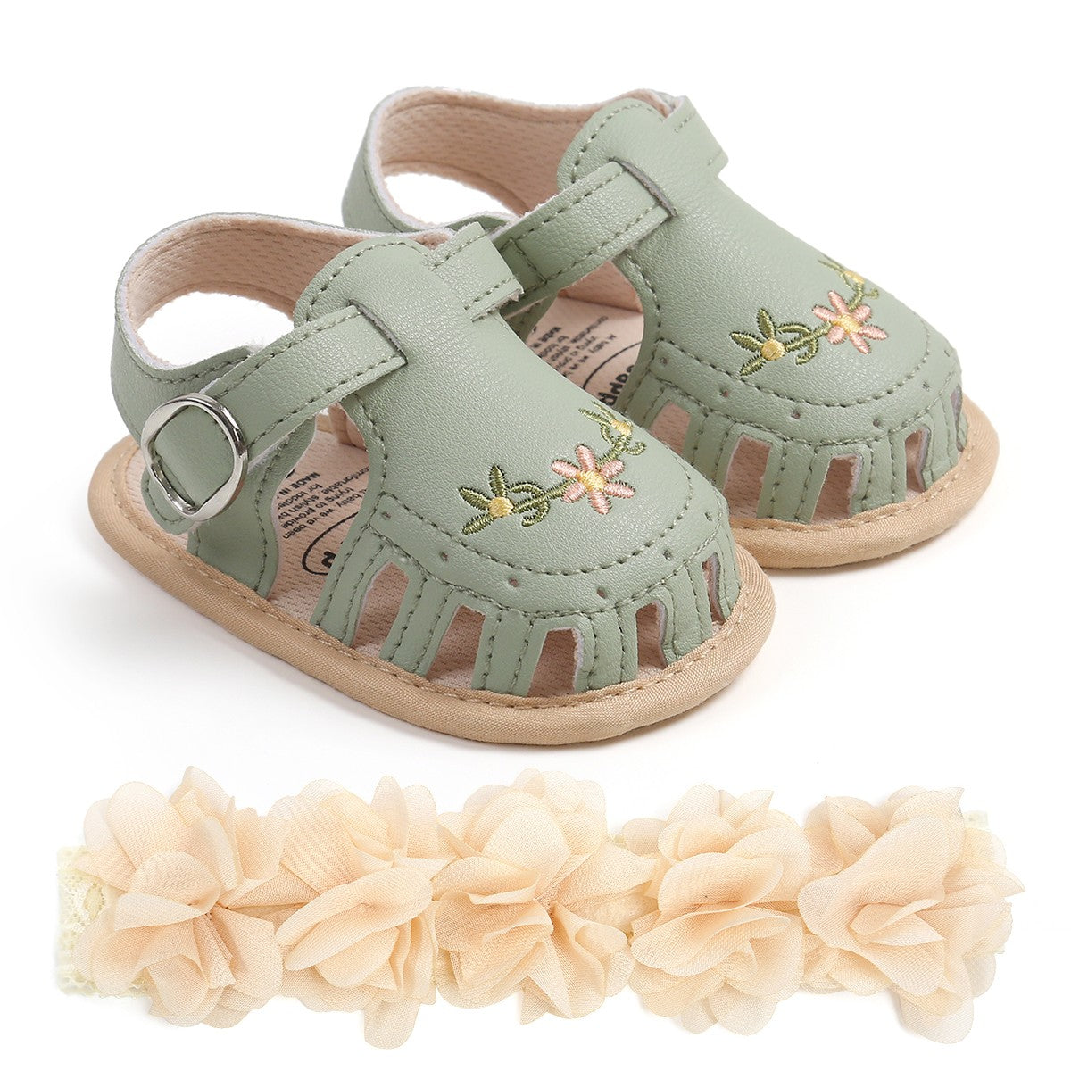 Kit de Sandália e Faixa de Cabelo para Bebê (2 Peças)