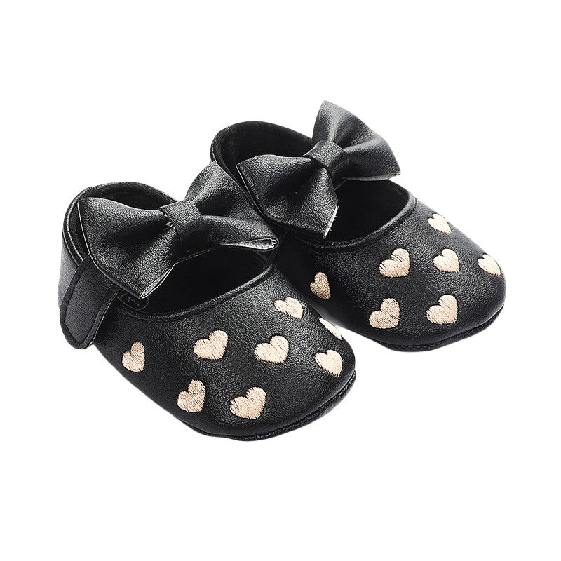 Mocassim de Bebê Antiderrapante com Decoração de Coração e Laço
