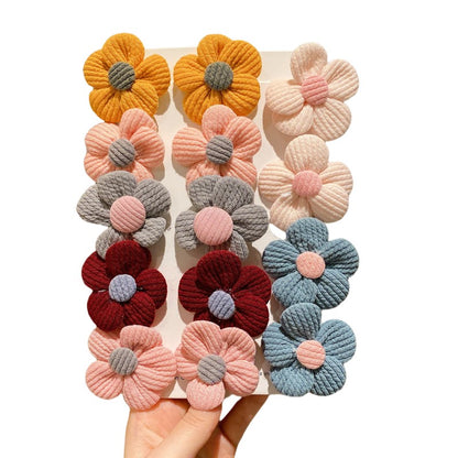 Elásticos de Cabelo com Flores de Lã Kit de 14/28 Peças