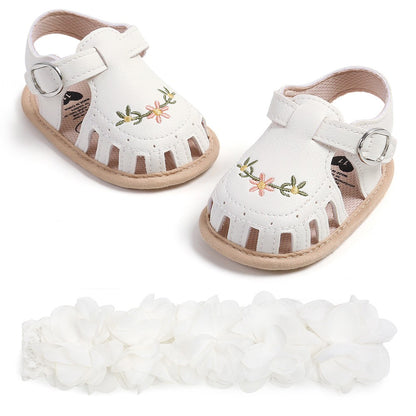 Kit de Sandália e Faixa de Cabelo para Bebê (2 Peças)
