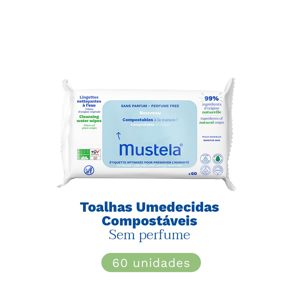 Mustela Toalhas Umedecidas Compostáveis Sem Perfume (60 Unidades)