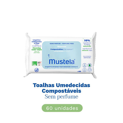 Mustela Toalhas Umedecidas Compostáveis Sem Perfume (60 Unidades)