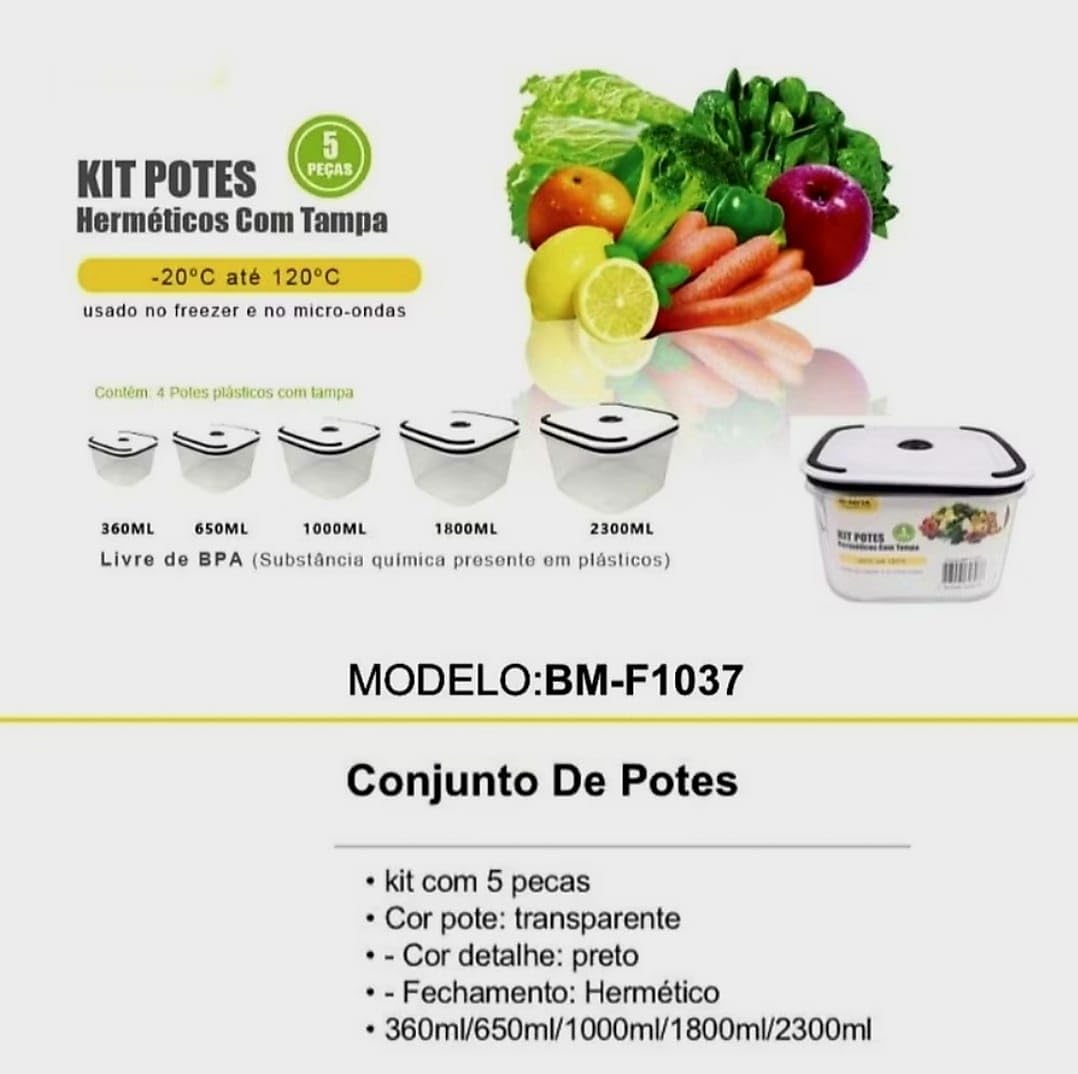 Kit Potes Herméticos B Max (5 unidades)