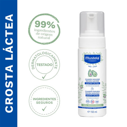 Mustela Shampoo Recém-Nascido (150ml) - Previne e Elimina a Crosta Láctea