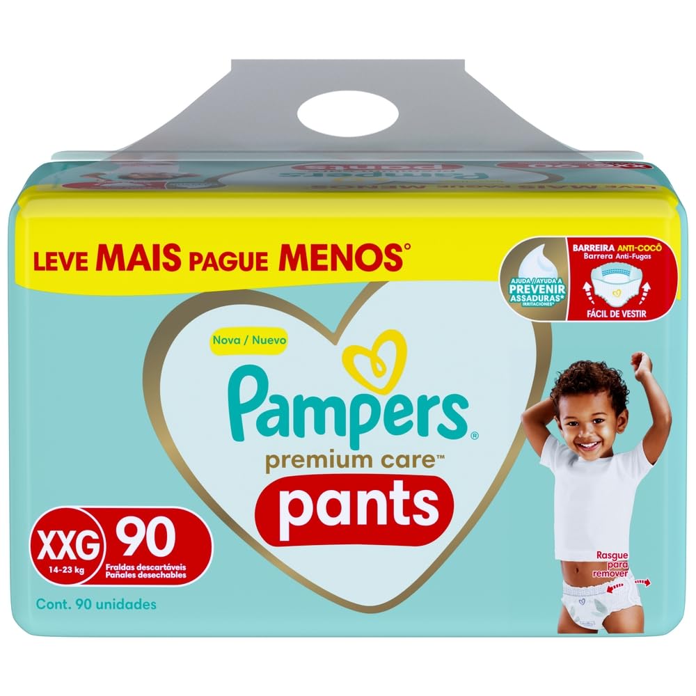 Fralda Pampers Premium Care Pants XXG (90 fraldas)
