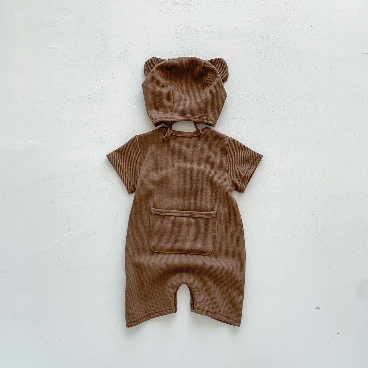 Macacão de Algodão para Bebê com Chapéu de Orelhas