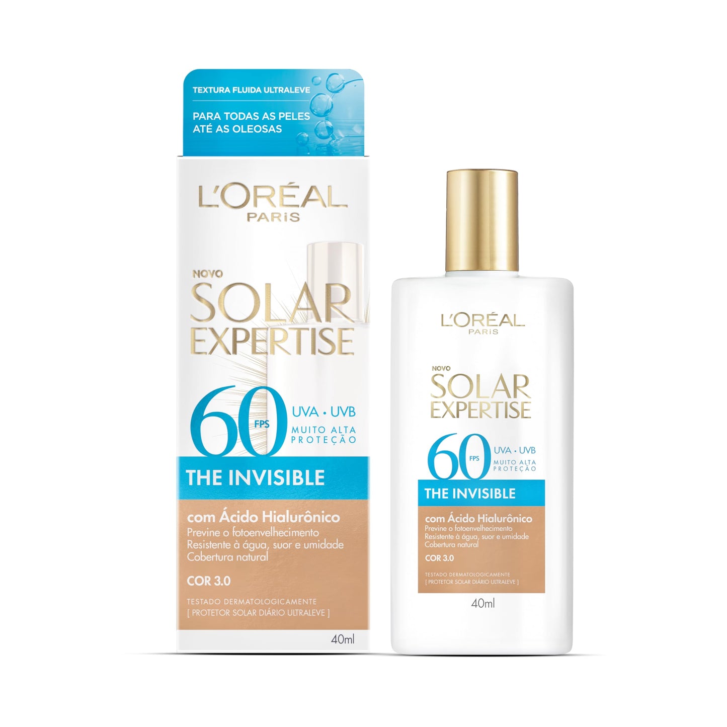 L'Oréal Paris Solar Expertise The Invisible Fluido FPS60 Cor 3.0 (40g)