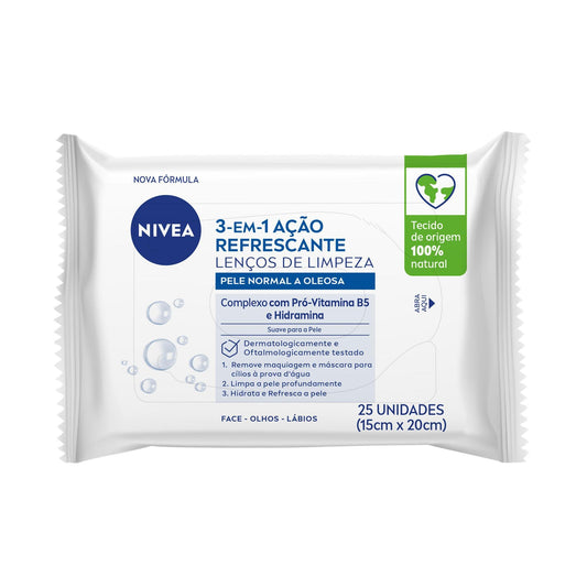 NIVEA Lenço de Limpeza Facial Demaquilante 3 em 1 (25un.)
