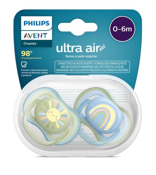 Chupeta Avent Dupla Ultra Air Decorada para Recém-Nascidos (0-6M)