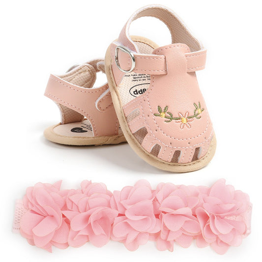 Kit de Sandália e Faixa de Cabelo para Bebê (2 Peças)
