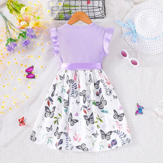 Vestido de Princesa para Menina com Estampa de Borboletas