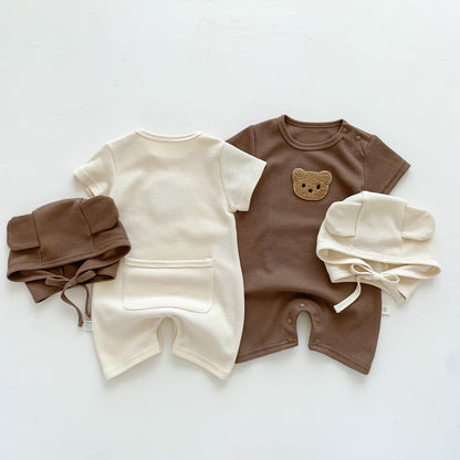 Macacão de Algodão para Bebê com Chapéu de Orelhas