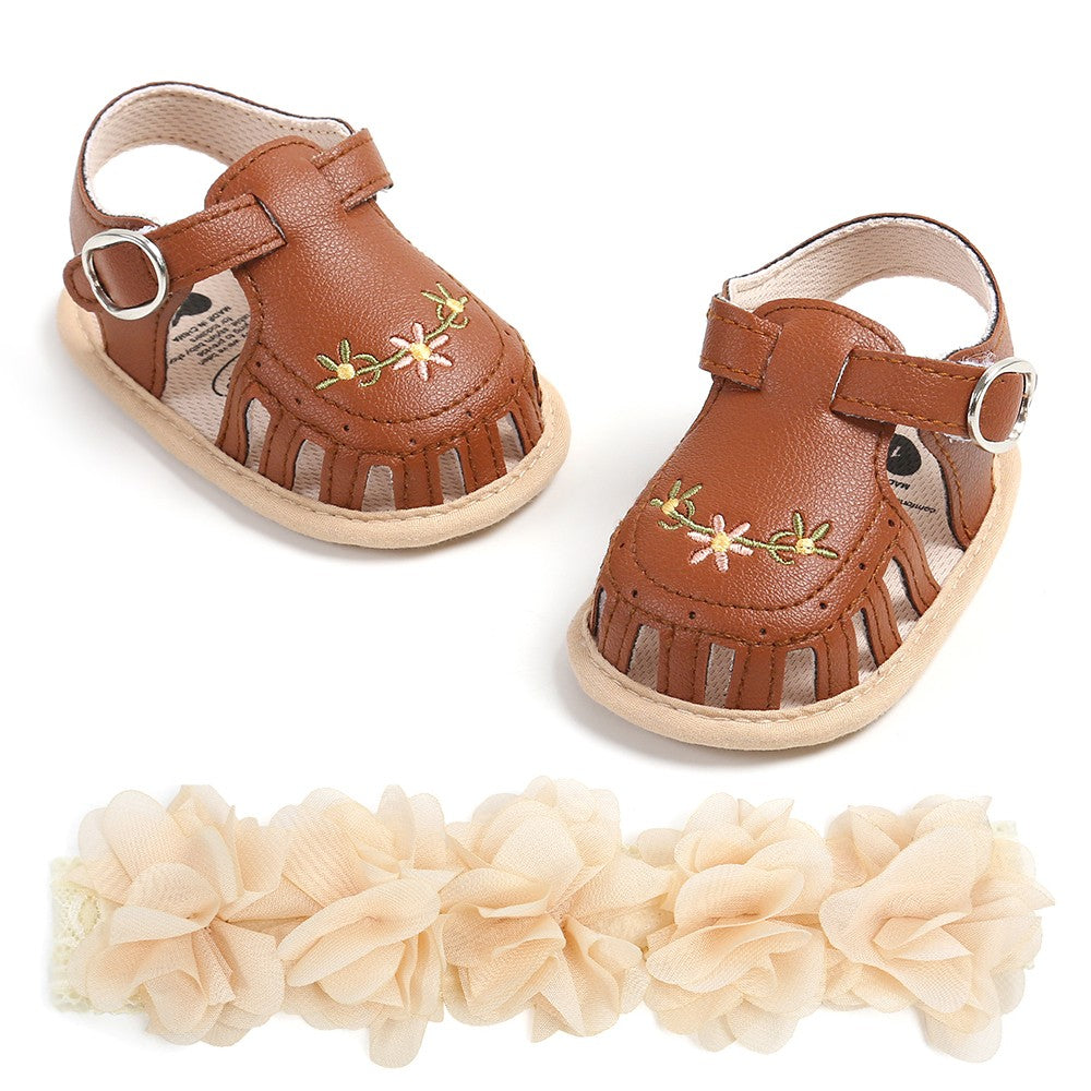 Kit de Sandália e Faixa de Cabelo para Bebê (2 Peças)